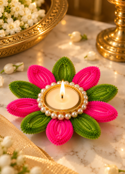 Dual Colour Lotus Diya Set