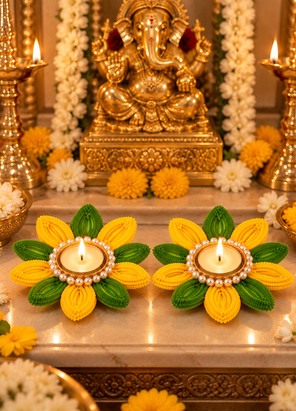 Dual Colour Lotus Diya Set