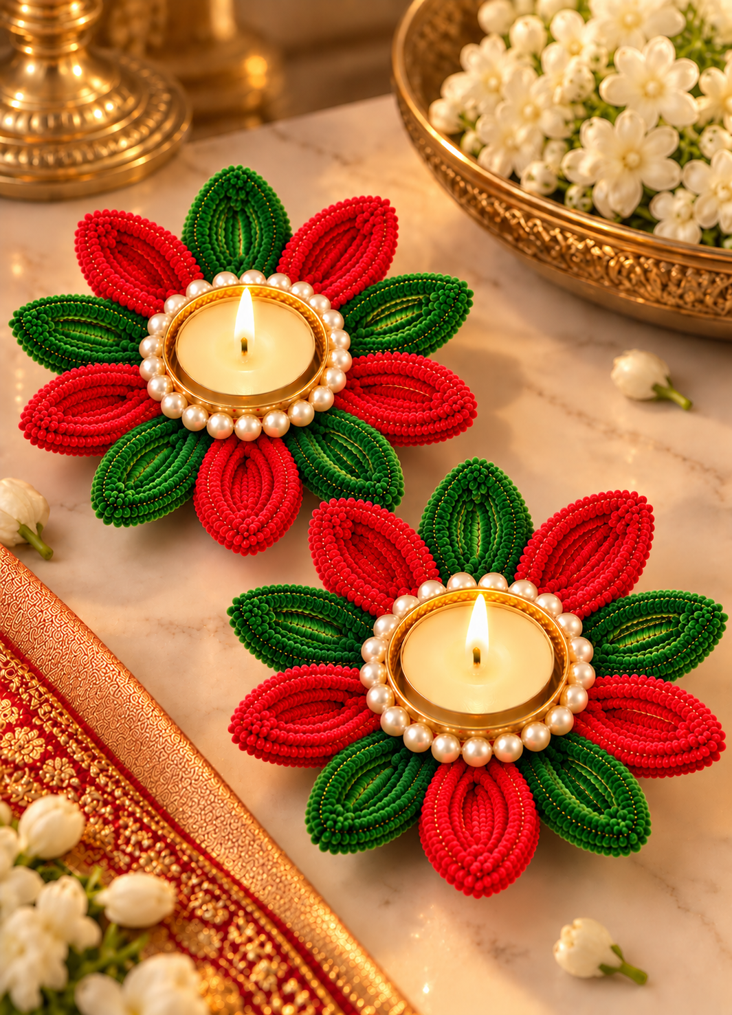 Dual Colour Lotus Diya Set