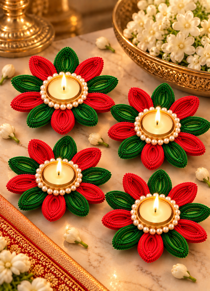 Dual Colour Lotus Diya Set