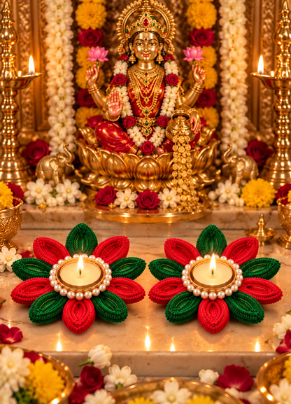 Dual Colour Lotus Diya Set