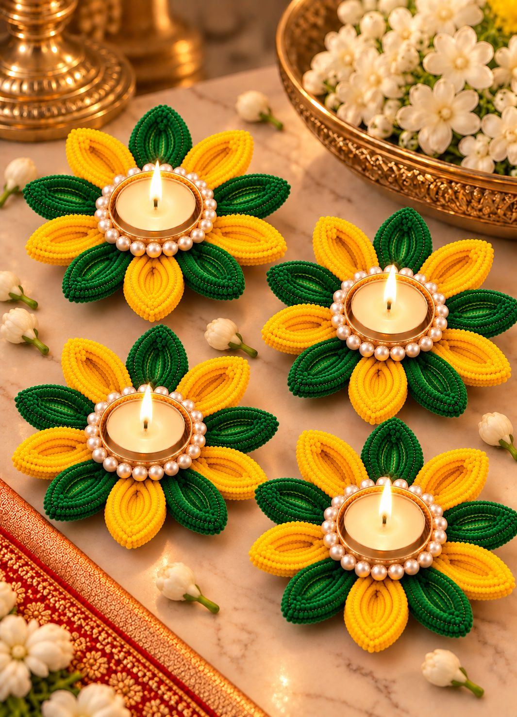 Dual Colour Lotus Diya Set