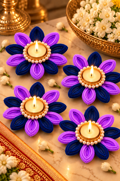 Dual Colour Lotus Diya Set